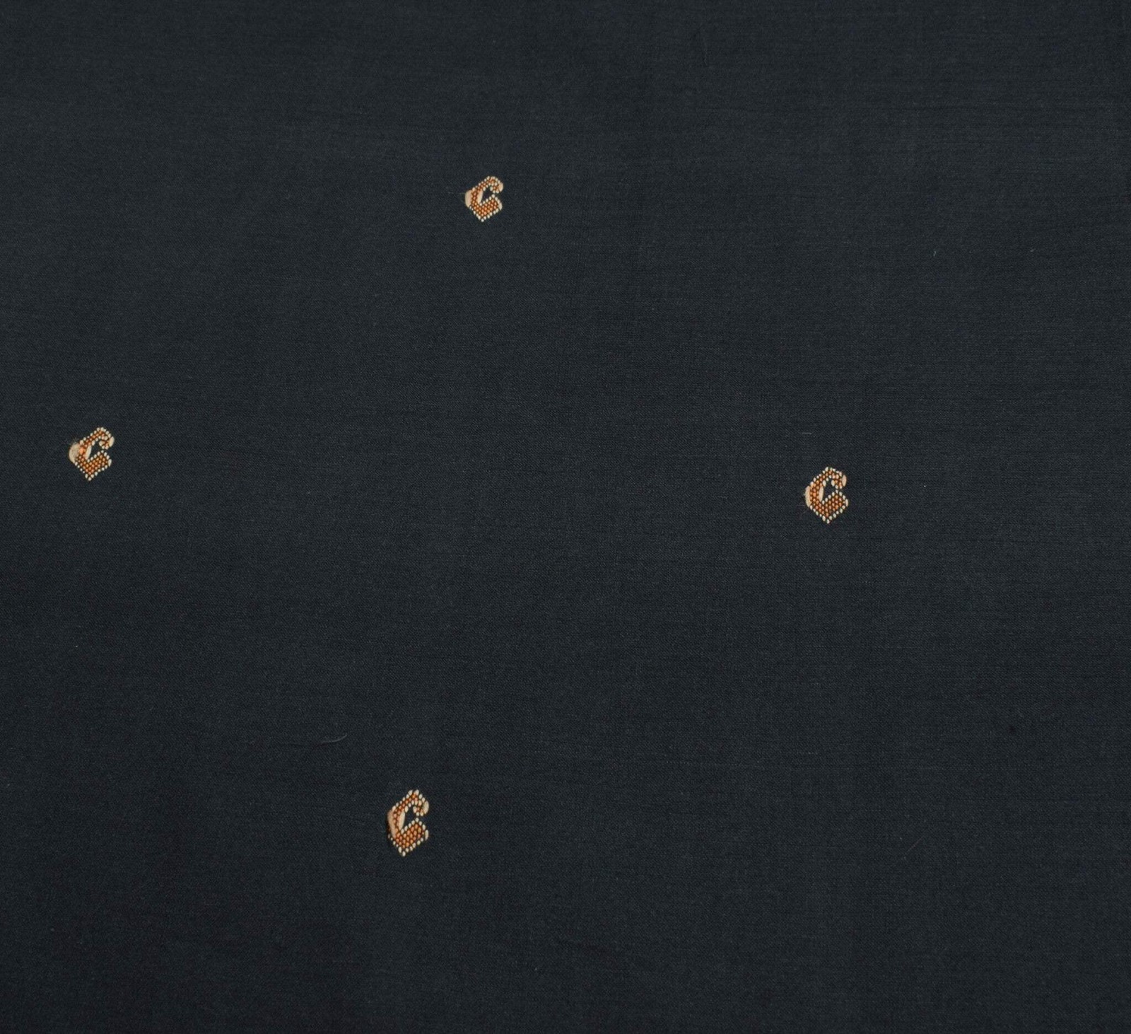 Sushila Vintage Black Hand Woven Saree Pure Cotton Silk Paisley Soft Sari Fabric