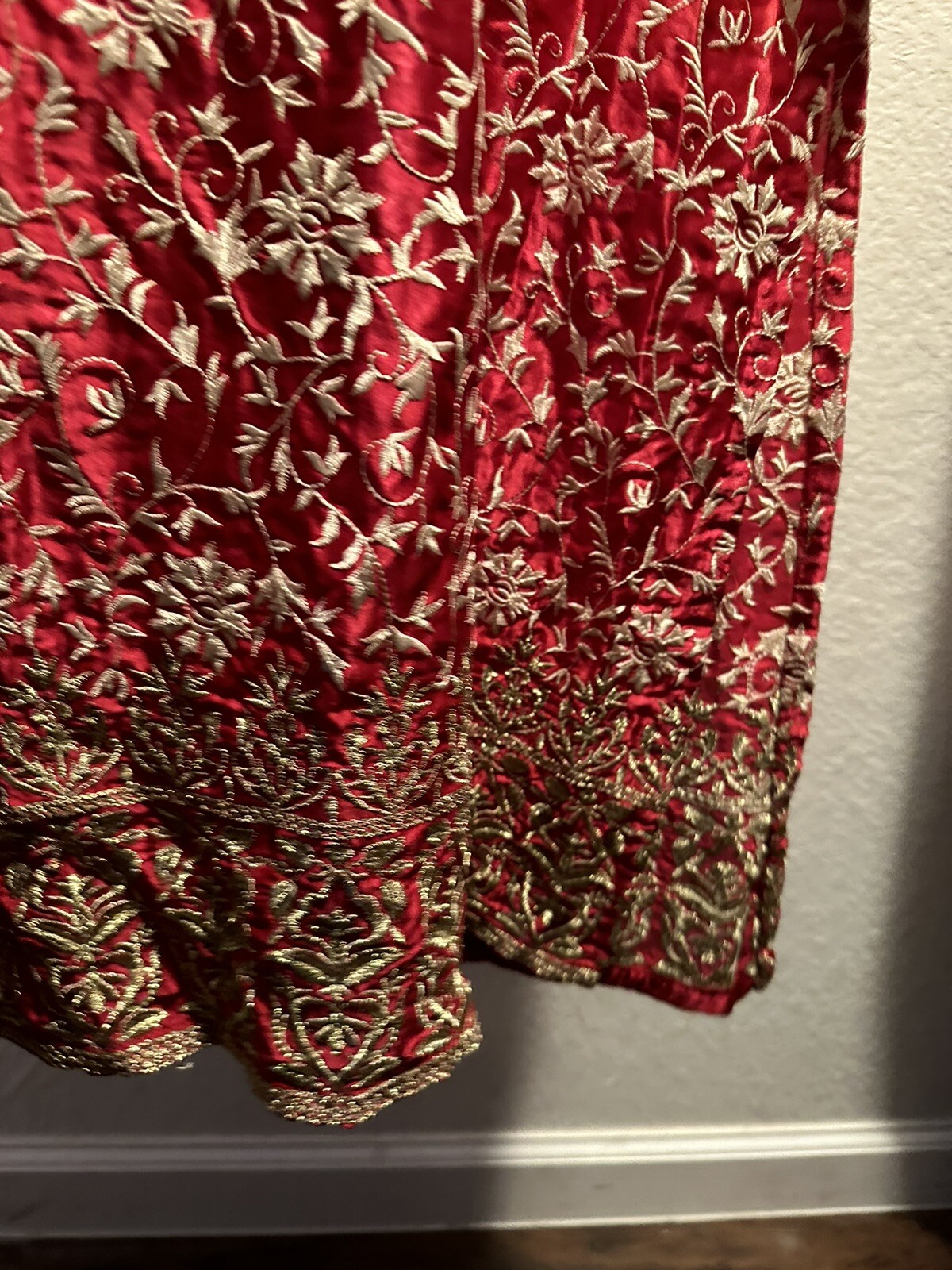 Pakistani designer aghanoor kurti size small Beige Red Embroidered Floral