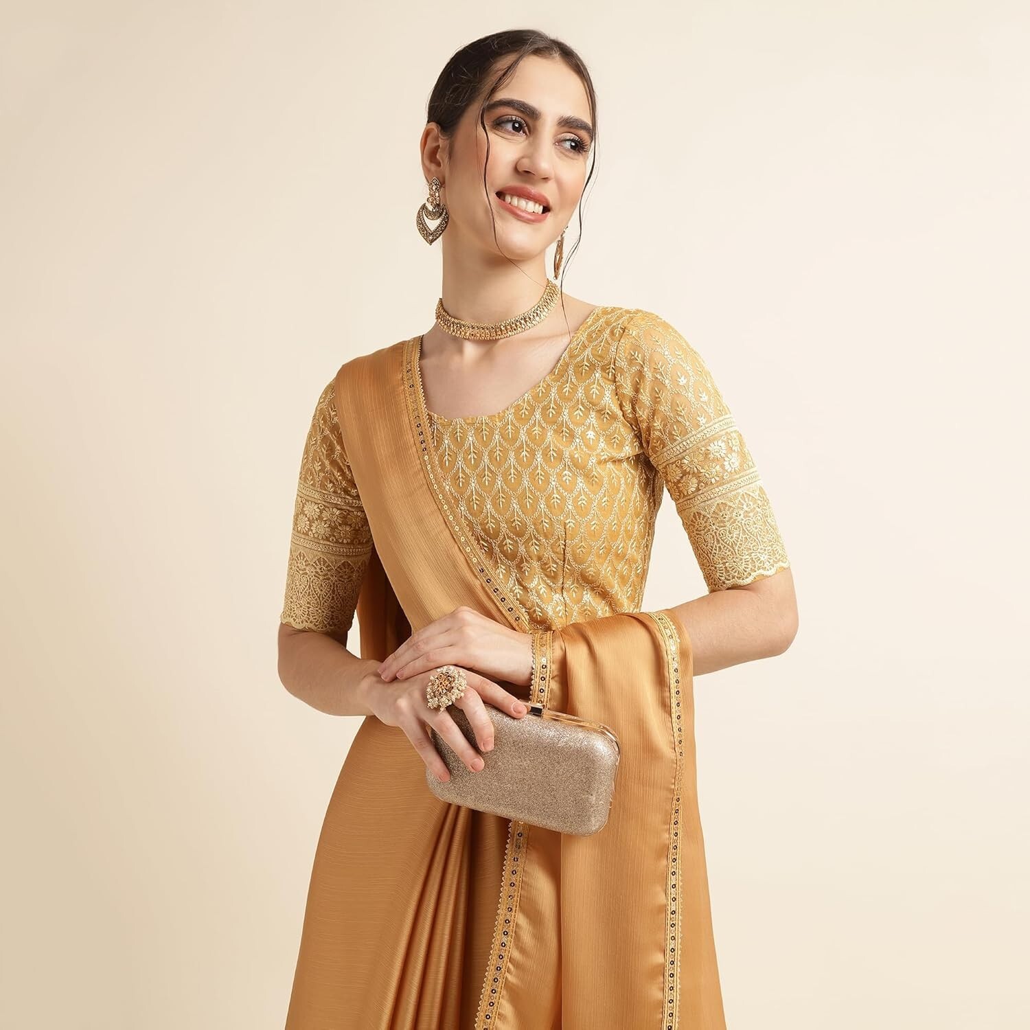 Women’s Fancy Satin Chiffon Saree