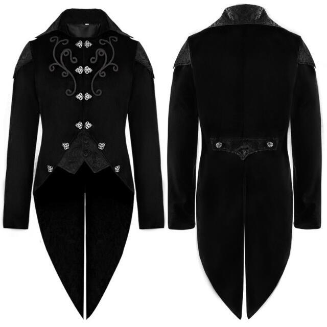 Men Tuxedo Medieval Gothic Tailcoat for Prom Cosplay Halloween Mens Steampunk