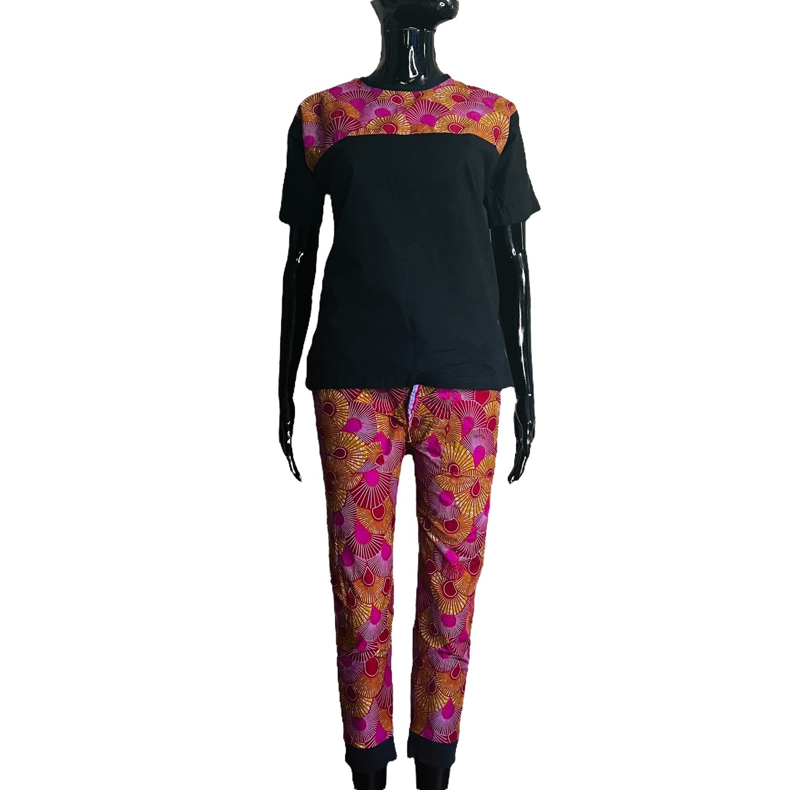 Black and Pink Ankara Print Blouse and Top Women Outfit