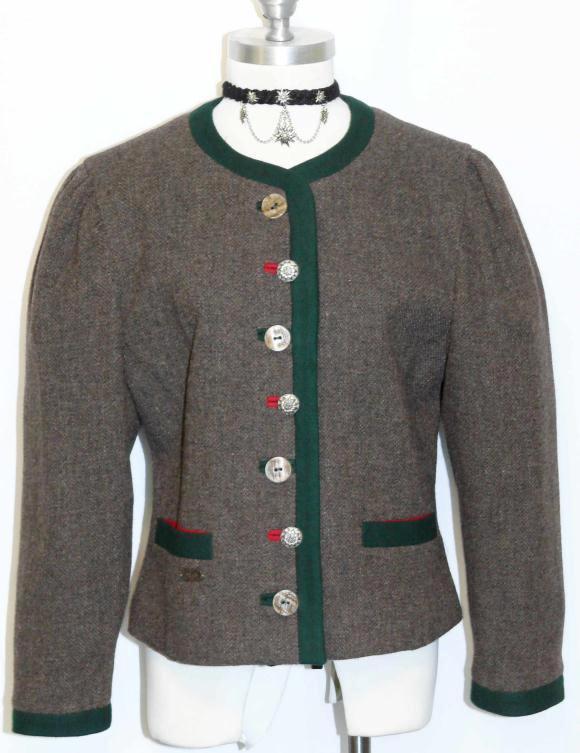 BROWN Women WOOL German Suit Winter Dress JACKET 8 10 M