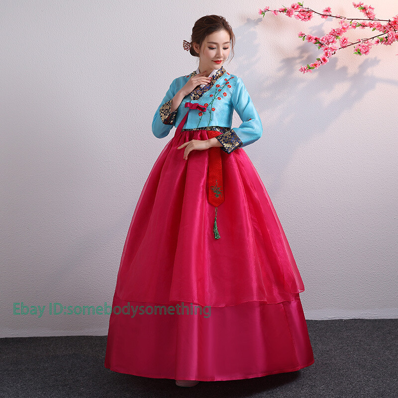 2PCS Womens Hanbok Folk Traditional Costume Korean Princess Dress Vintage
