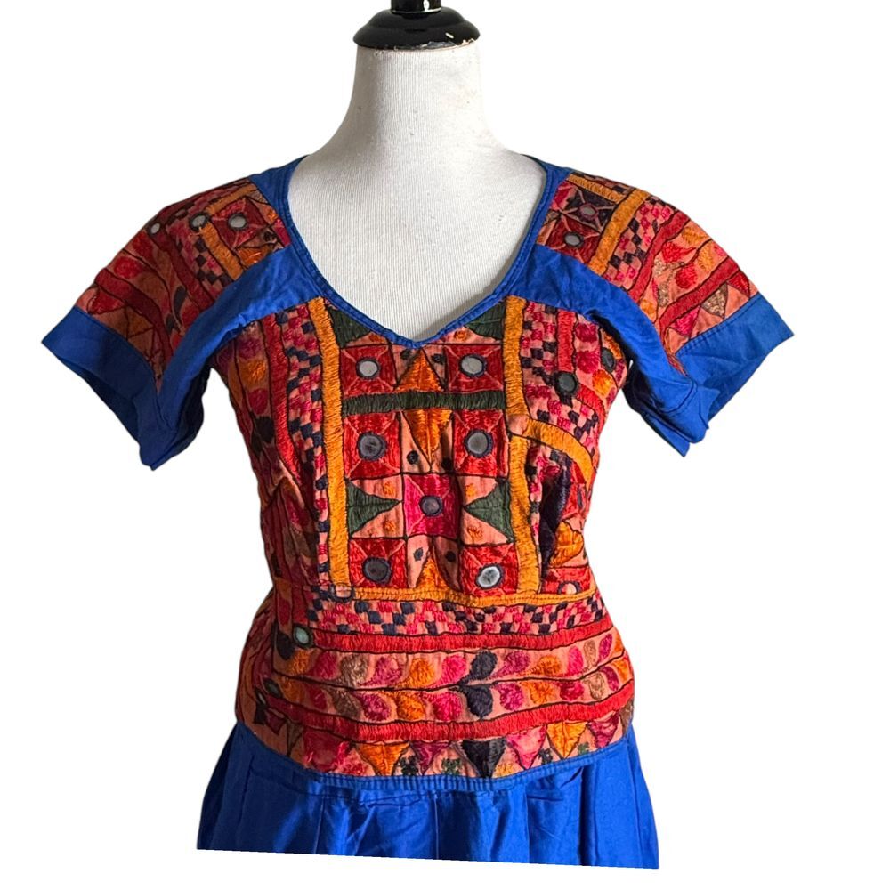 Two Piece Lehenga Embroidered Set Crop Top Long Skirt India Womens S/M