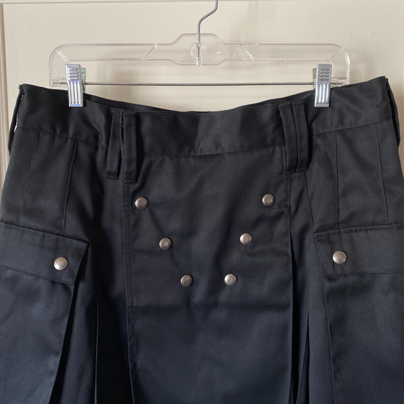 VTG 05 Utilikilts Kilt Mens 37 Black Workman Duck Canvas Cargo Tactical Pleats