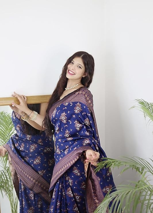 Women’s Kanjivaram Soft Pure Silk Banarasi Sarees With Blouse Piece