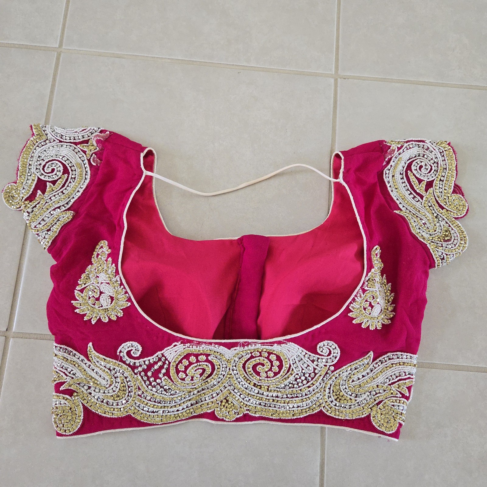 Modern Multi-color heavy Rhinestone saree Red Pink Orange Ombre M Party Wear