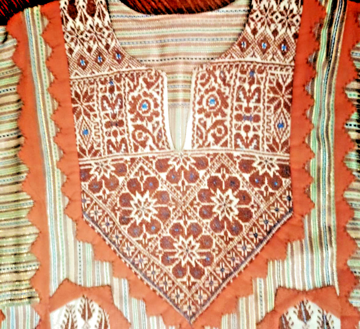 Vtg Handmade Traditional Embroidered Thobe Arabic Ethnic Long Sleeve Dress SizeL