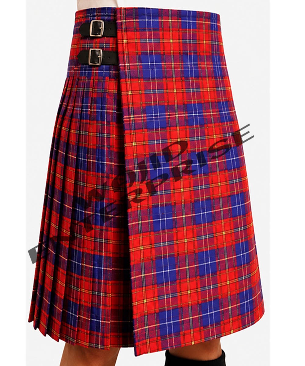 Scottish Handmade Traditional Richardson Tartan 8 Yard kilt 16 Oz For Men’s