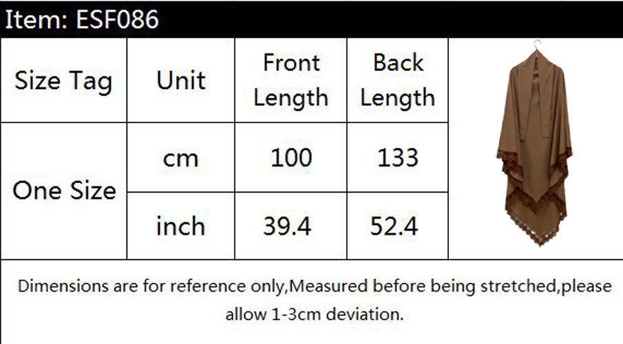 Muslim Women Overhead Khimar Prayer Garment Burqa Kaftan One Piece Hijab Top Eid