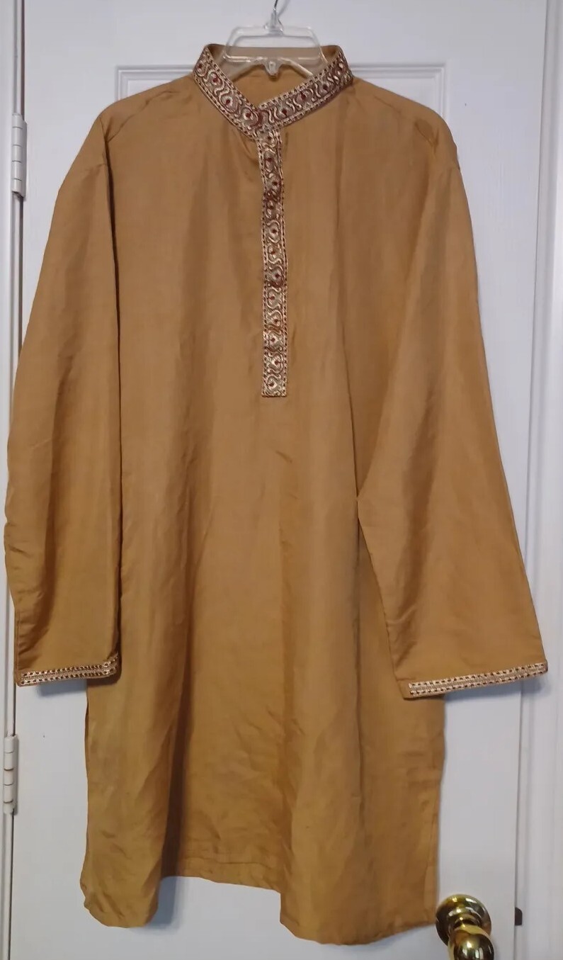 Mens Kurta Ethenic Party Wedding Emberoidery Collar Traditional