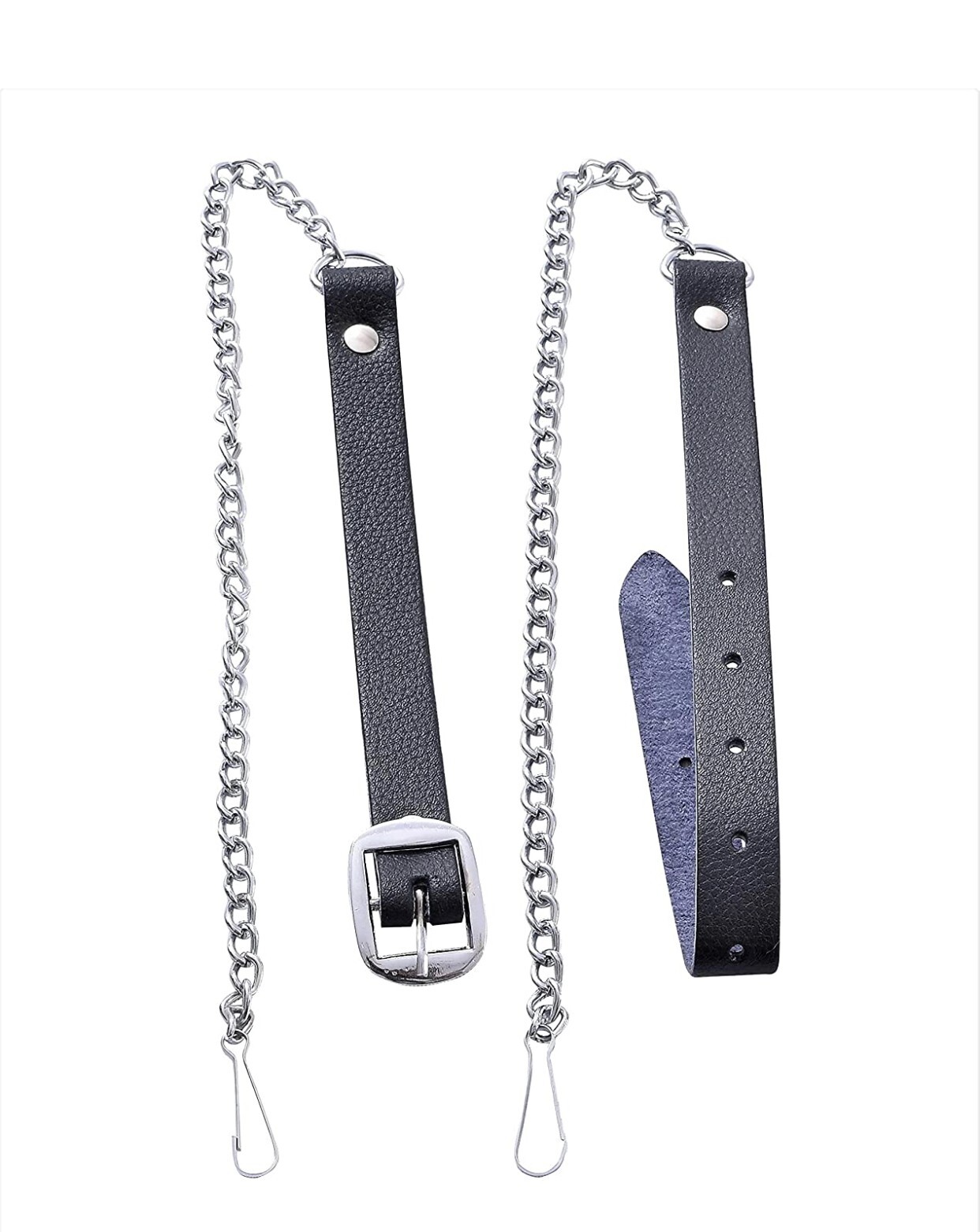 Semi-Dress Black Embossed 100% Chrome Leather Sporran with 3 Tassels Chain Belt