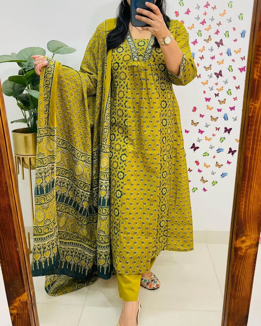 A-line Kurta & Kurti Set Indian Designer Stitched Palazzo Kurta Dupatta Suit Set