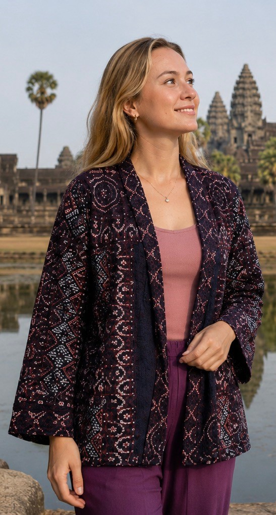 Indigo Quilted Kimono Jacket | Boho Cotton Coat | Handmade Kantha Style Layering