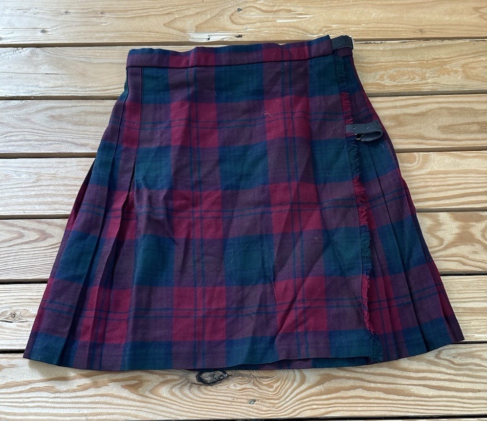 Cloth By Ftrathmore Girls Wool Kilt Size 14 Green Red E3