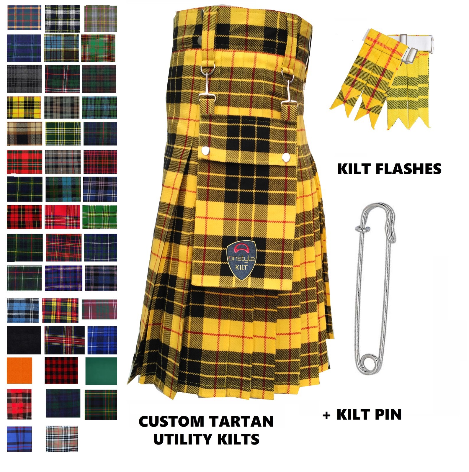 Onstyle Men Scottish 16 Oz Heavyweight 8 Yard Utility Kilt Wedding Gift