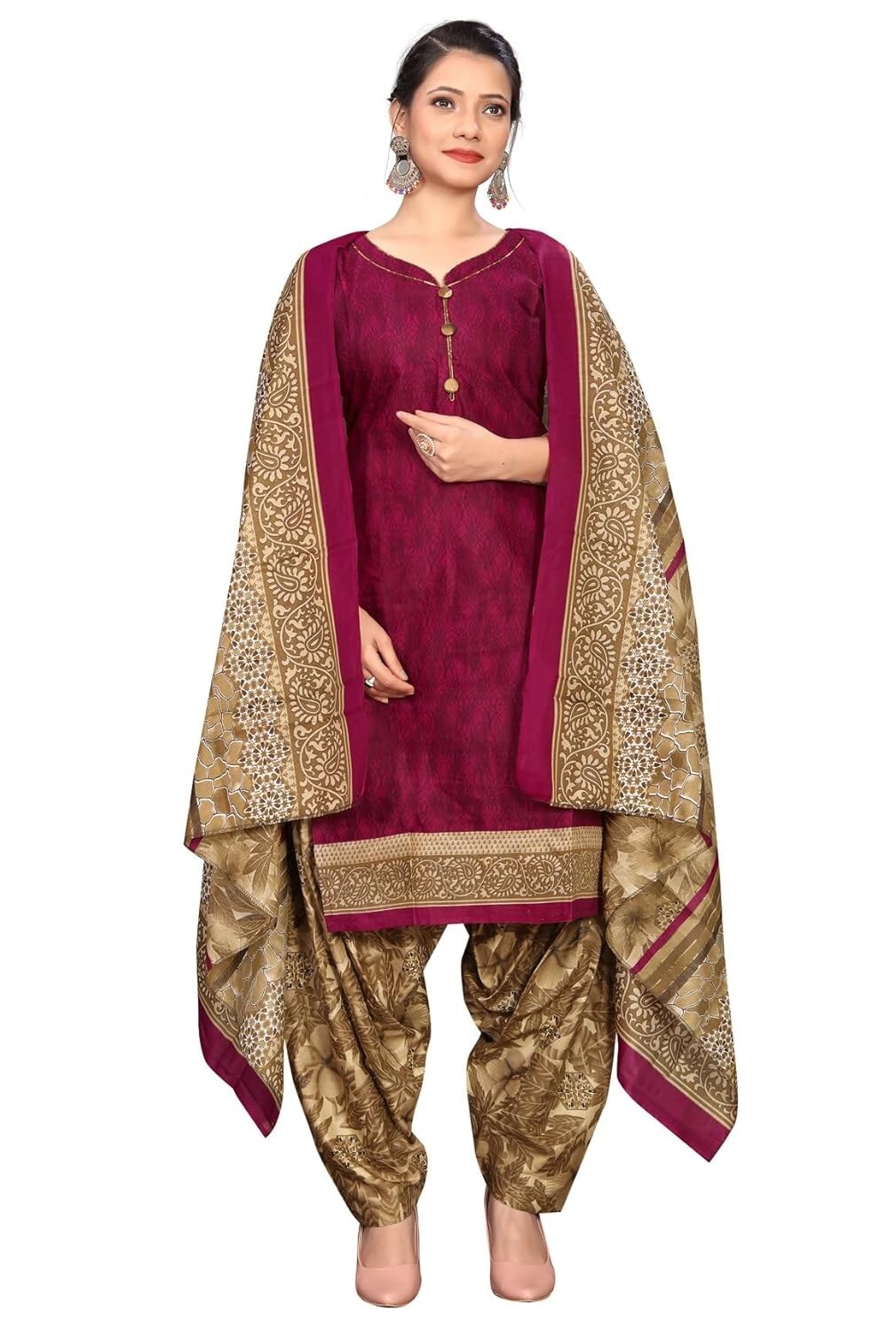 Women Cotton Printed Ready to Wear Patiala Salwar Suit