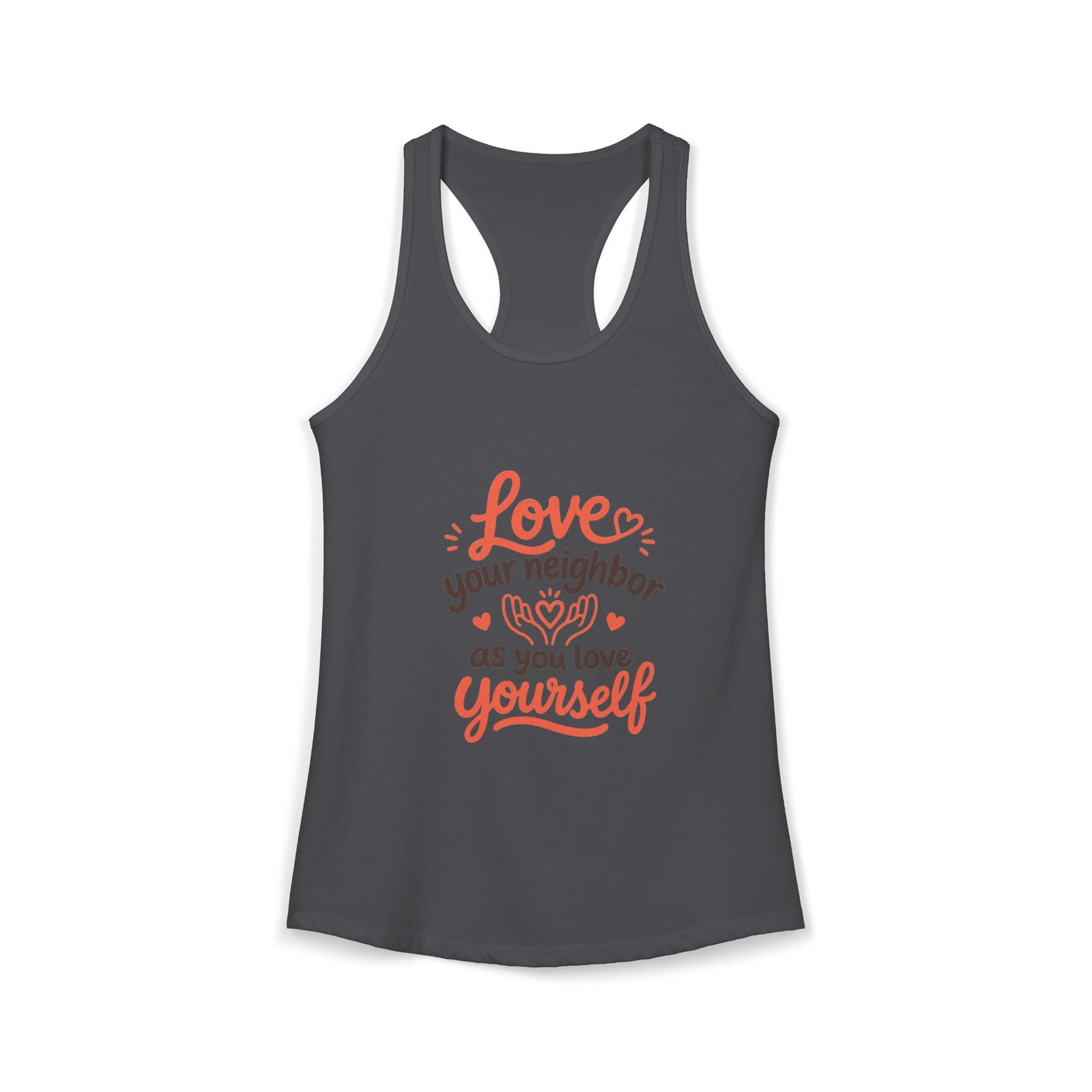 Women’s Racerback Tank “Love Your Neighbor” Kindness Stylish Made in USA