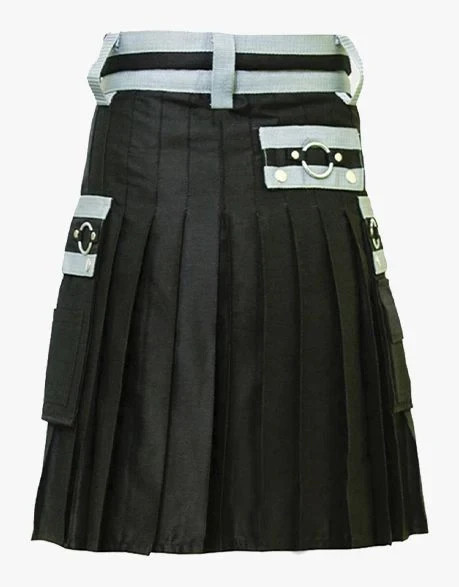 Men’s Scottish Elegant Black Utility Kit with White Nylons