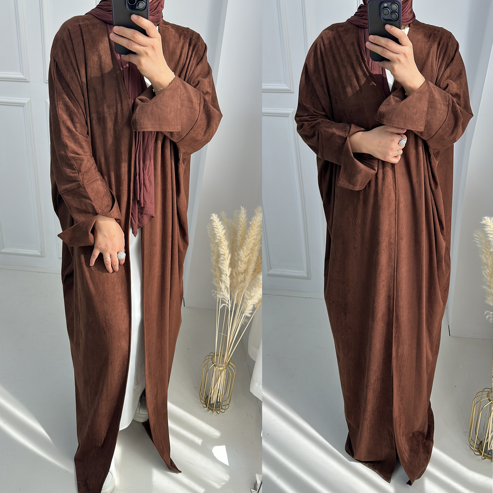 Dubai Kaftan Women Loose Autumn Cardigan Long Sleeved Abaya Robe Muslim Burqa