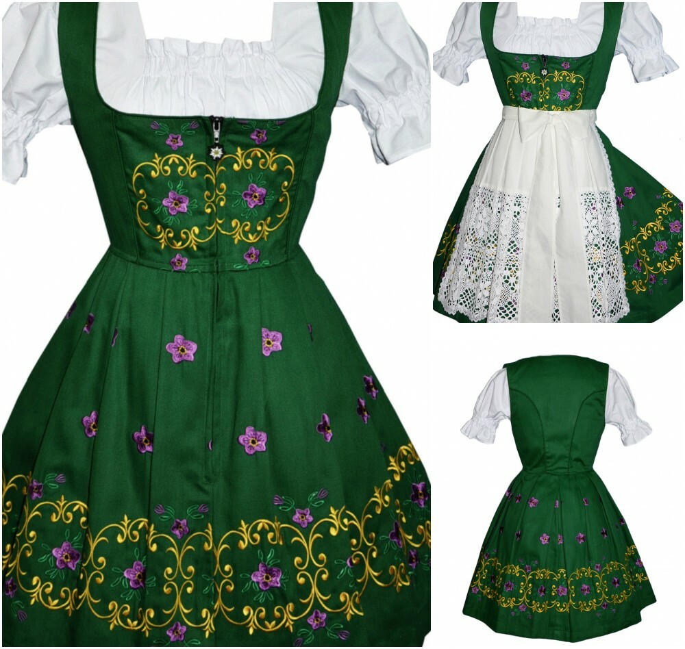 Sz 24 2XL Green German Women Dirndl Dress Waitress Oktoberfest Bavarian Party