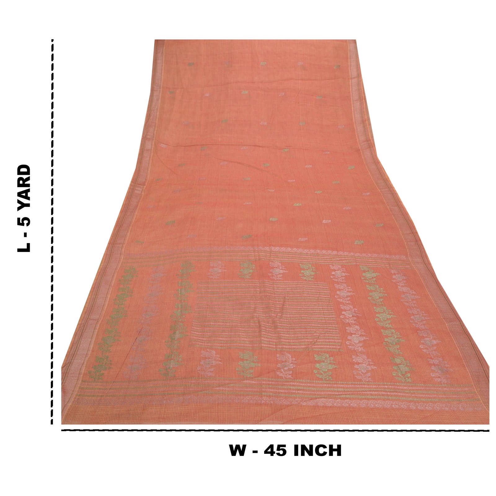 Sanskriti Vintage Sari Pure Cotton Hand Embroidered Woven Kota Sarees Fabric