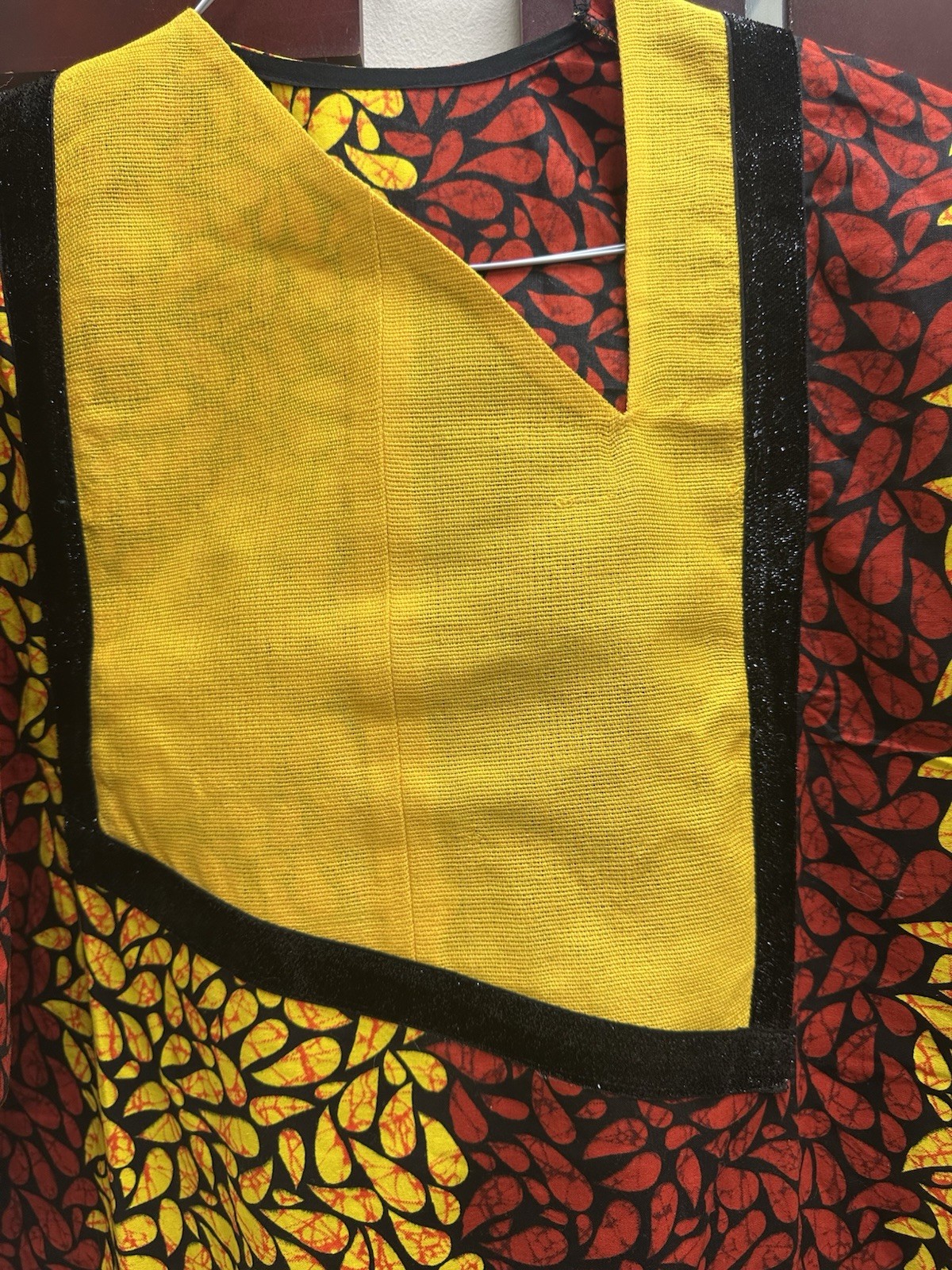 African Nigeria Ankara Kaftan Dress Mixed With Aso Oke. Women Long Dress L- XL