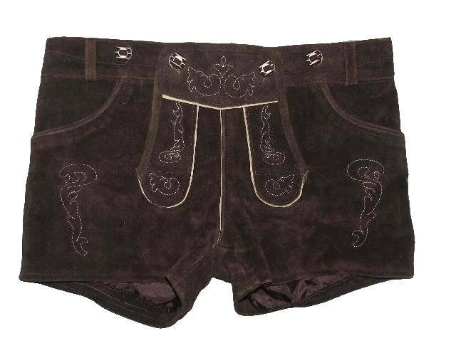 GAUDI Damen Trachten Leather Shorts Lederhose Dunkelbraun 40-42