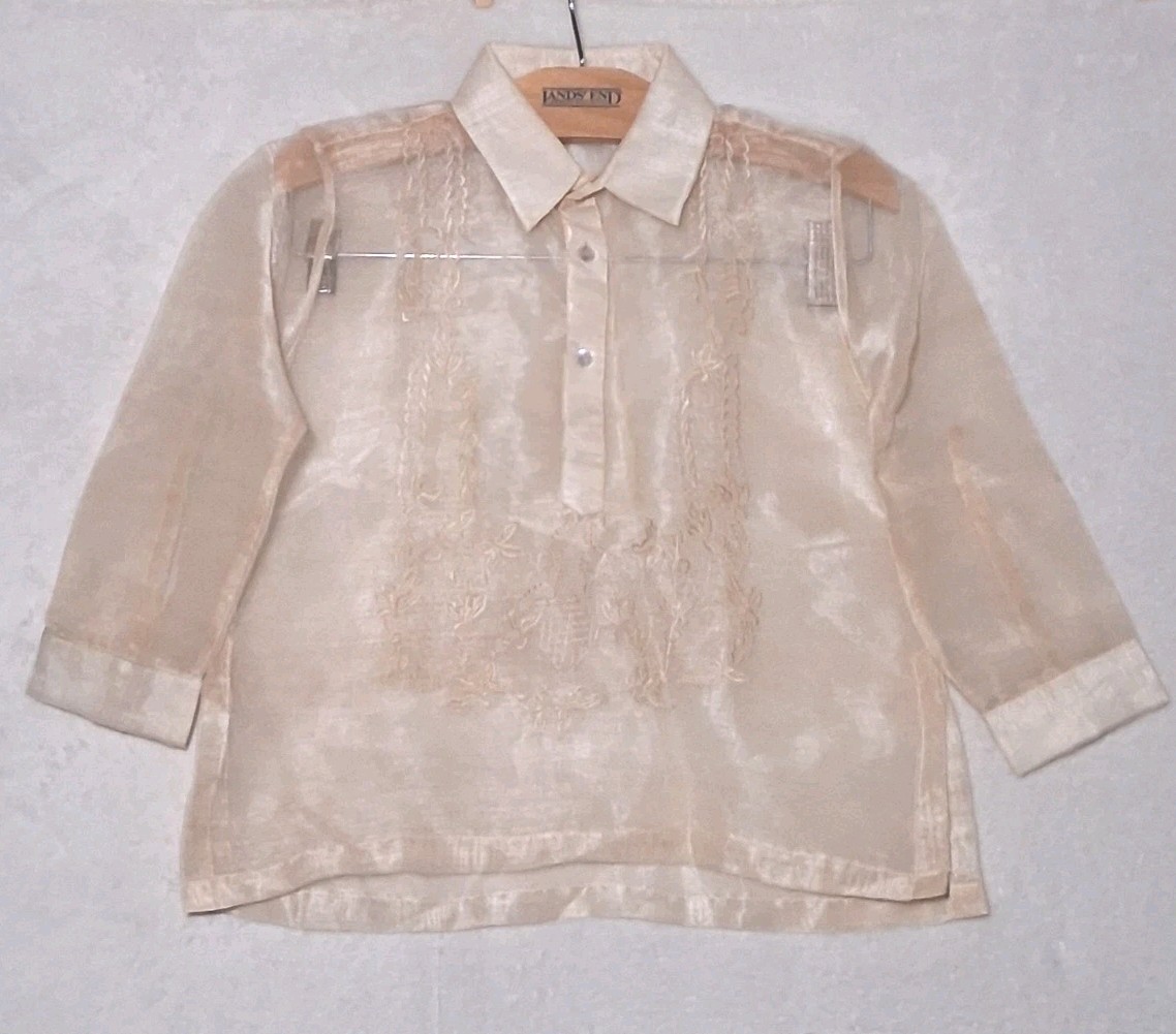Kids Boys Barong Tagalog Short Sleeve Wedding Ring Bearer First Communion Size 4