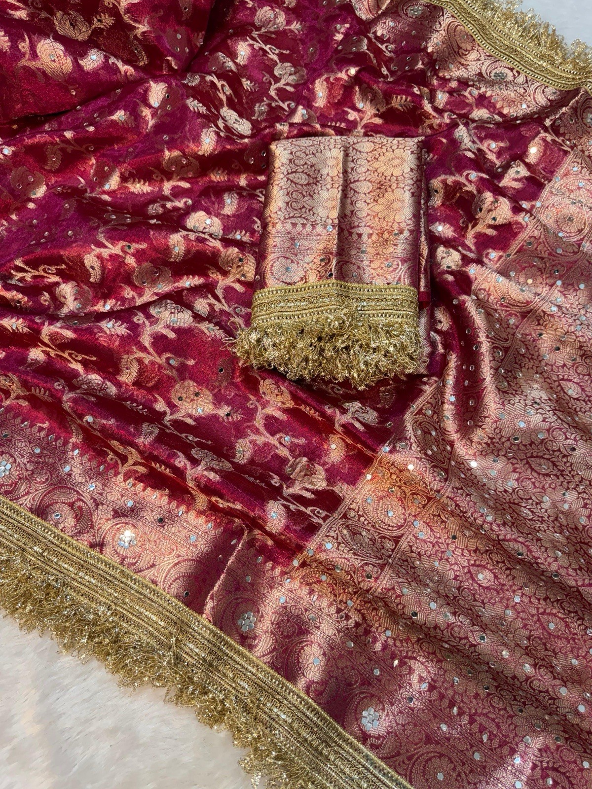 Tissue Silk Saree Banarsi Saree Wedding Saree For Women Indian Sarees Silk Sari