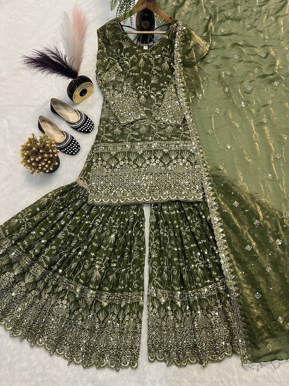 Salwar Ready To Wear Fancy Mahanadi Color Palazzo Suit Party Bollywood Wedding