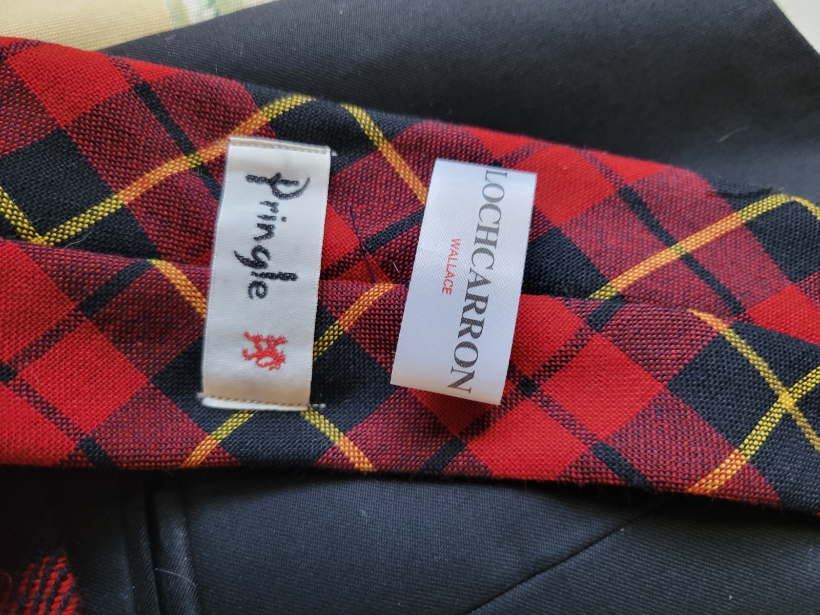 Kilt-Wallace tartan, vest, socks, tie, and sporran