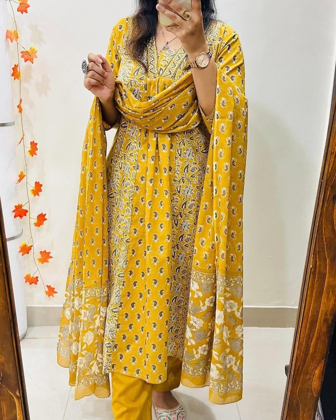 Women’s Cotton Kurta Pant Dupatta Set Floral Printed Indian Suit Colors