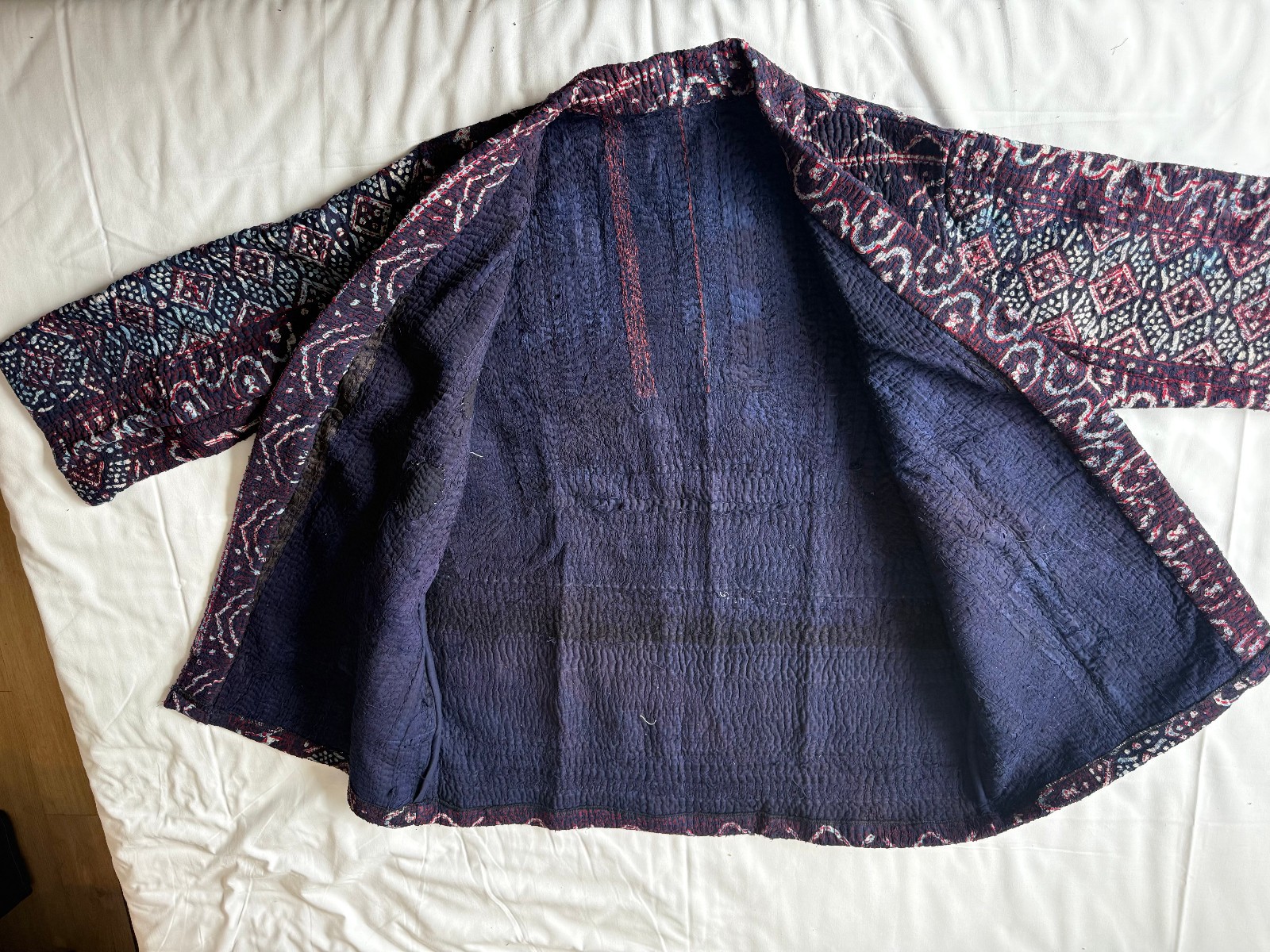 Indigo Quilted Kimono Jacket | Boho Cotton Coat | Handmade Kantha Style Layering