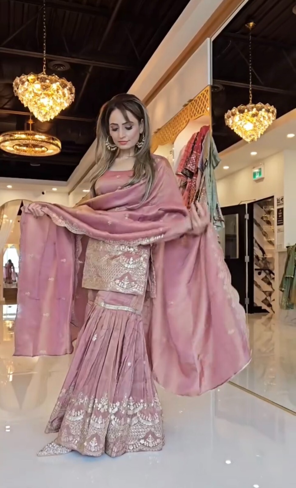 Faux Georgette Readymade Salwar Kameez Palazzo Suit Wedding Guest Outfit