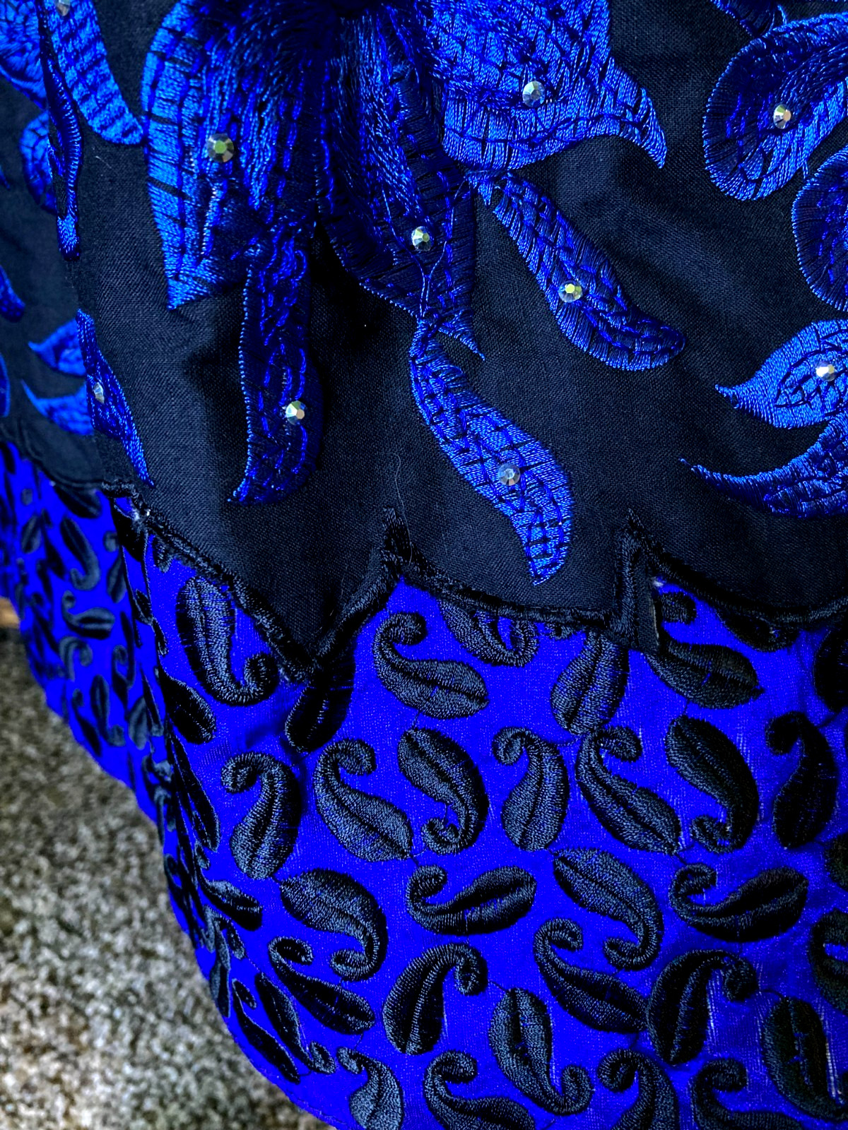 Cobalt Blue Gemstone Embroidered Flowers Party Dress Bollywood Salwar Kameez