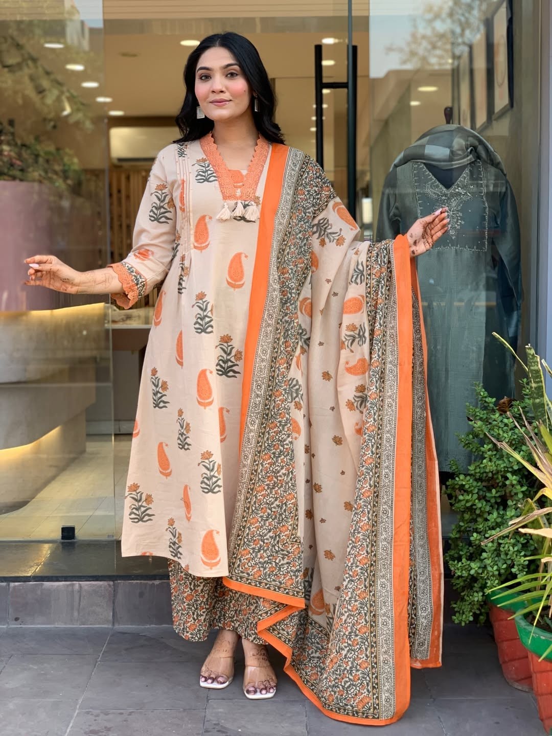 Beautiful Blockprinted Aline Kurta Palazzo Dupattas Set Indian Women’s Kurti Set