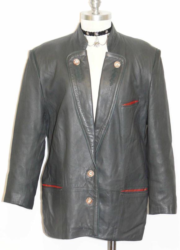 LEATHER Over Coat JACKET Western German Women Western Hunting Blazer B46″ 16 L