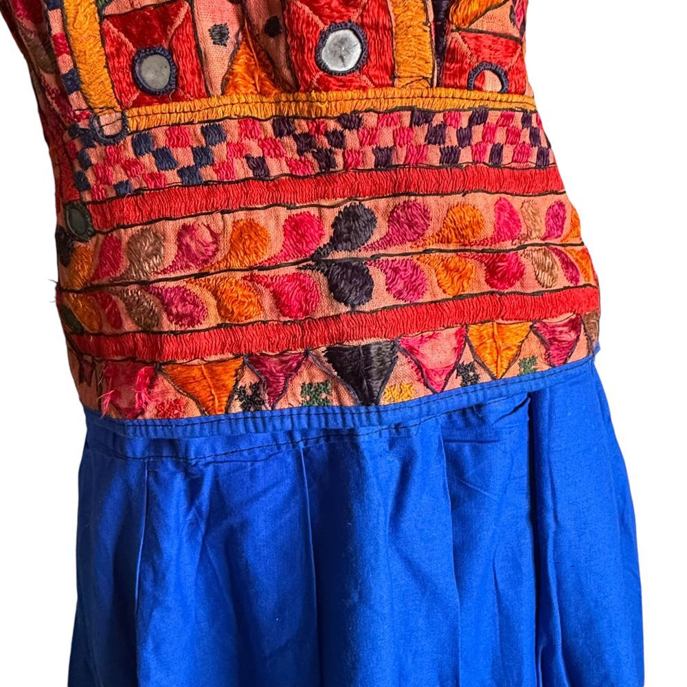 Two Piece Lehenga Embroidered Set Crop Top Long Skirt India Womens S/M