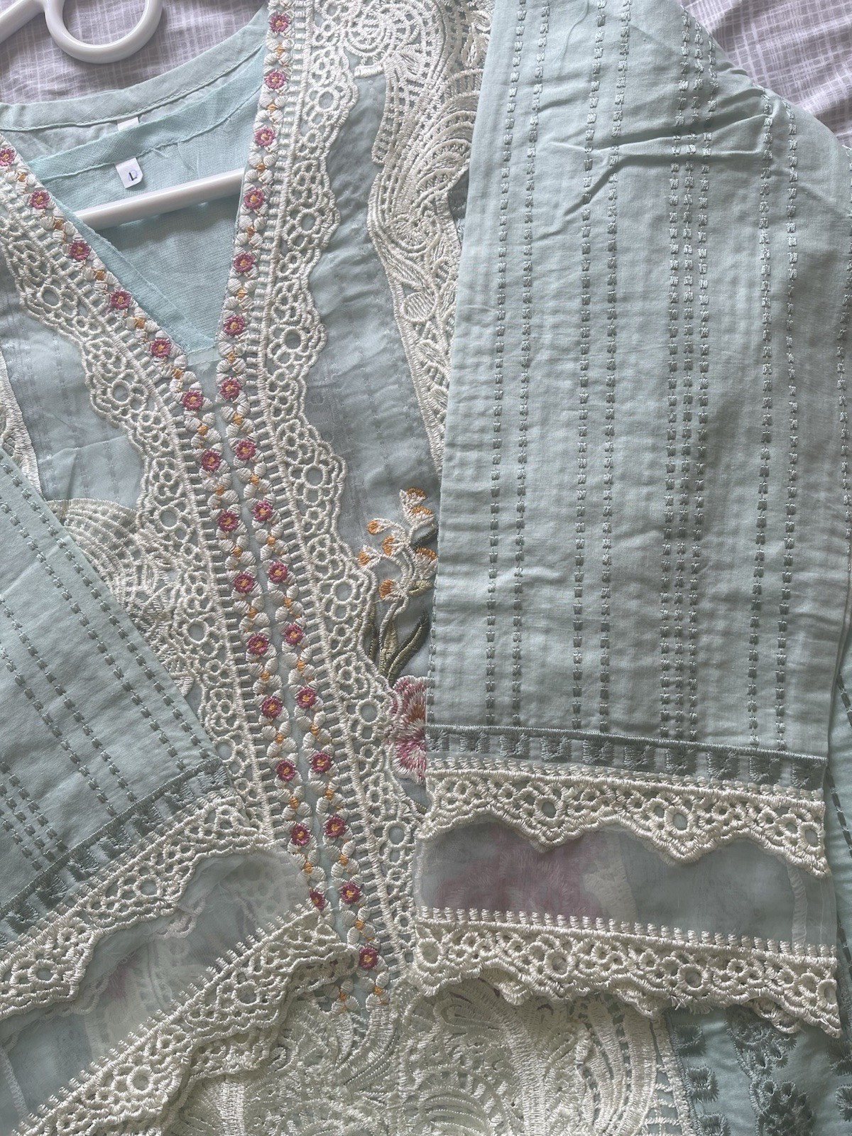 Pakistani Stitched 3 Piece Embroidered Lawn dress for women’s size Large
