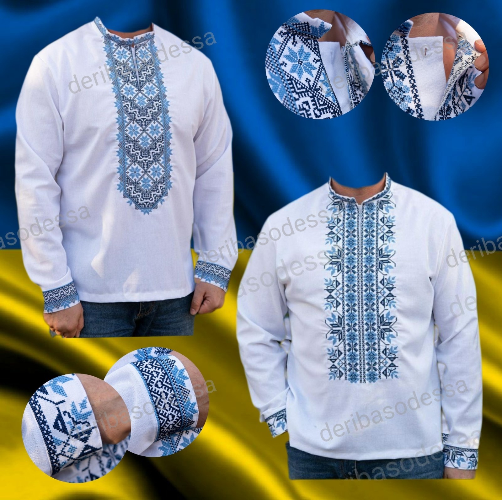 Ukrainian Embroidered Tradition shirt for men Sorochka Vyshyvanka Size(S-M)-5XL