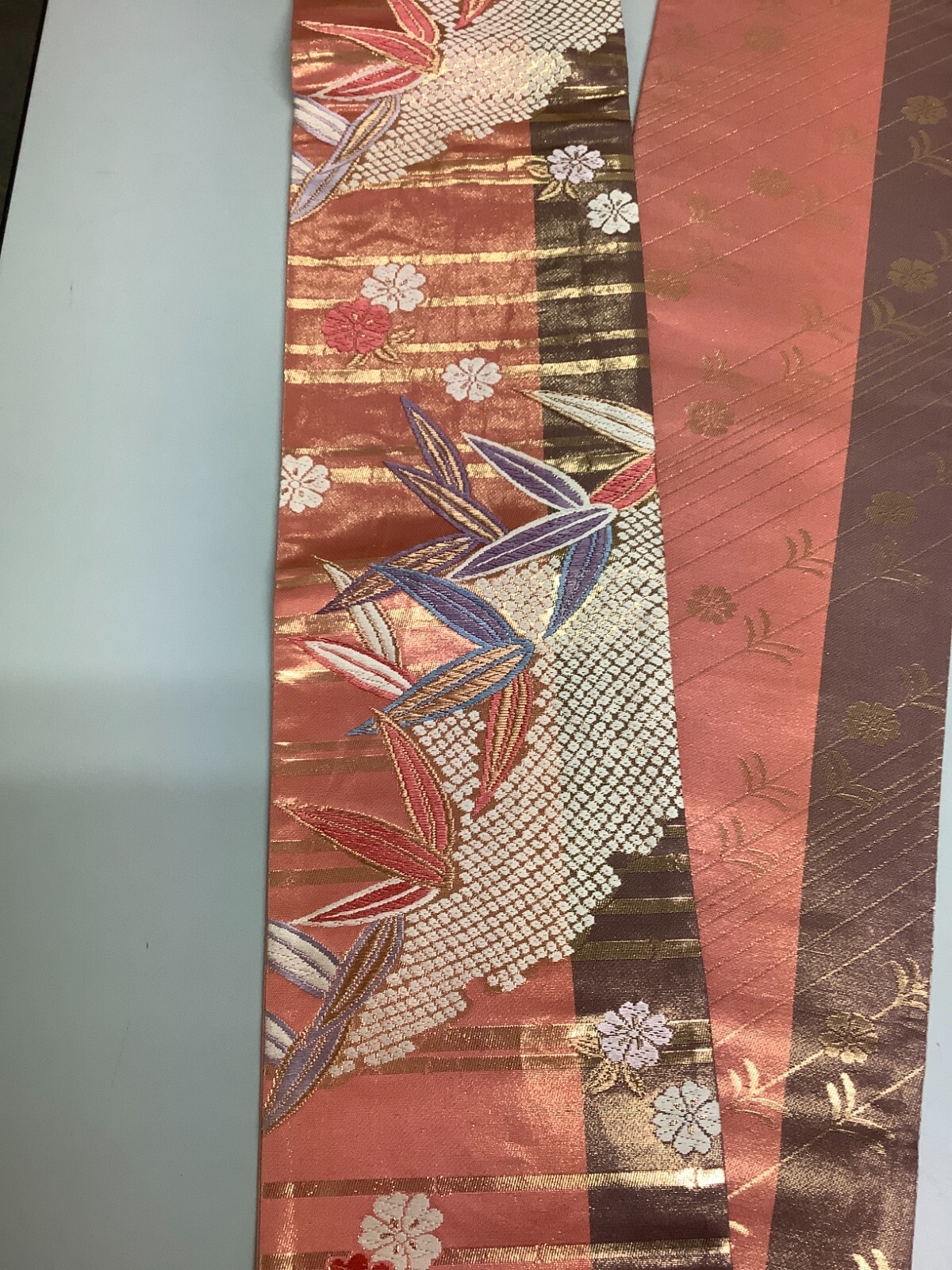 Japanese Vintage Kimono Han Obi silk pink tradition expensive embroidery 170x6in