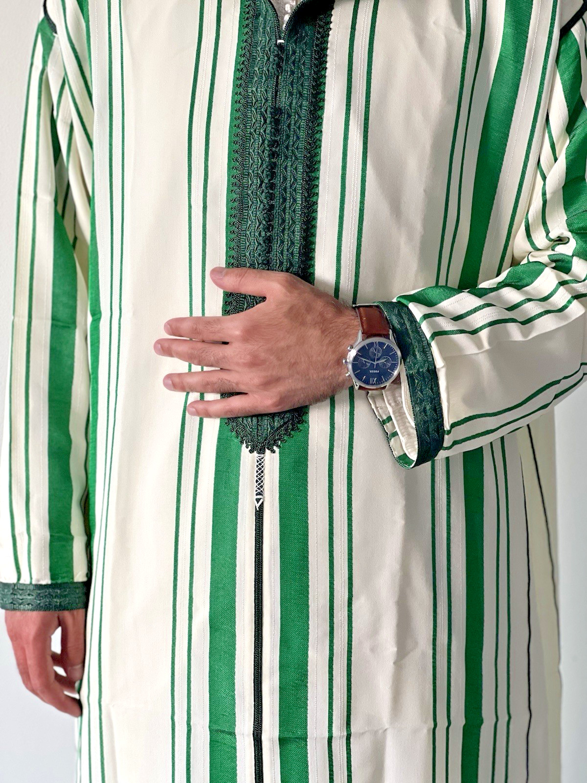 Premium Moroccan Thobe With Hood – Emerald Green Djellaba Chaara – EID SPECIAL!