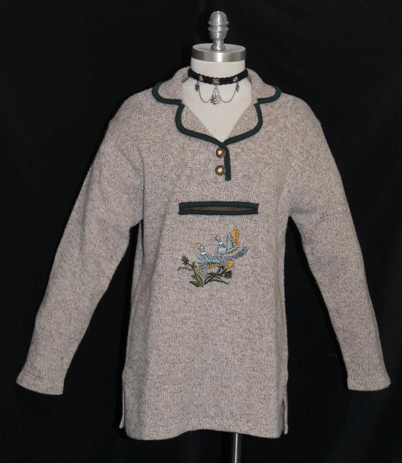 BROWN & WHITE ~ WOOL Cardigan Hunting German Winter SWEATER Jacket Top / 36 10 M