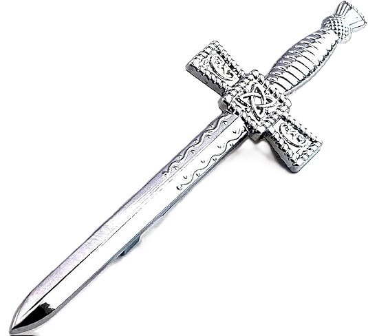 CELTIC SWORD Kilt Pin Highland Scottish Celtic Design Kilt Accessory 4″ Silver