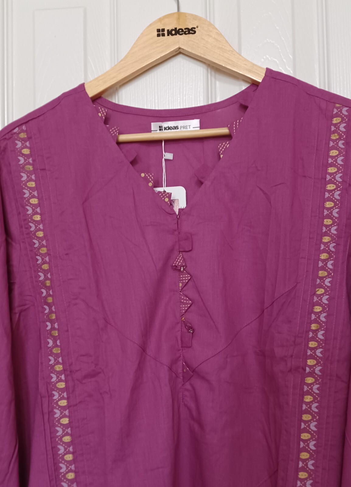 NEW GUL AHMED 2PC Size L Screen Printed Cambric Cotton Kurti & Dupatta Pakistani
