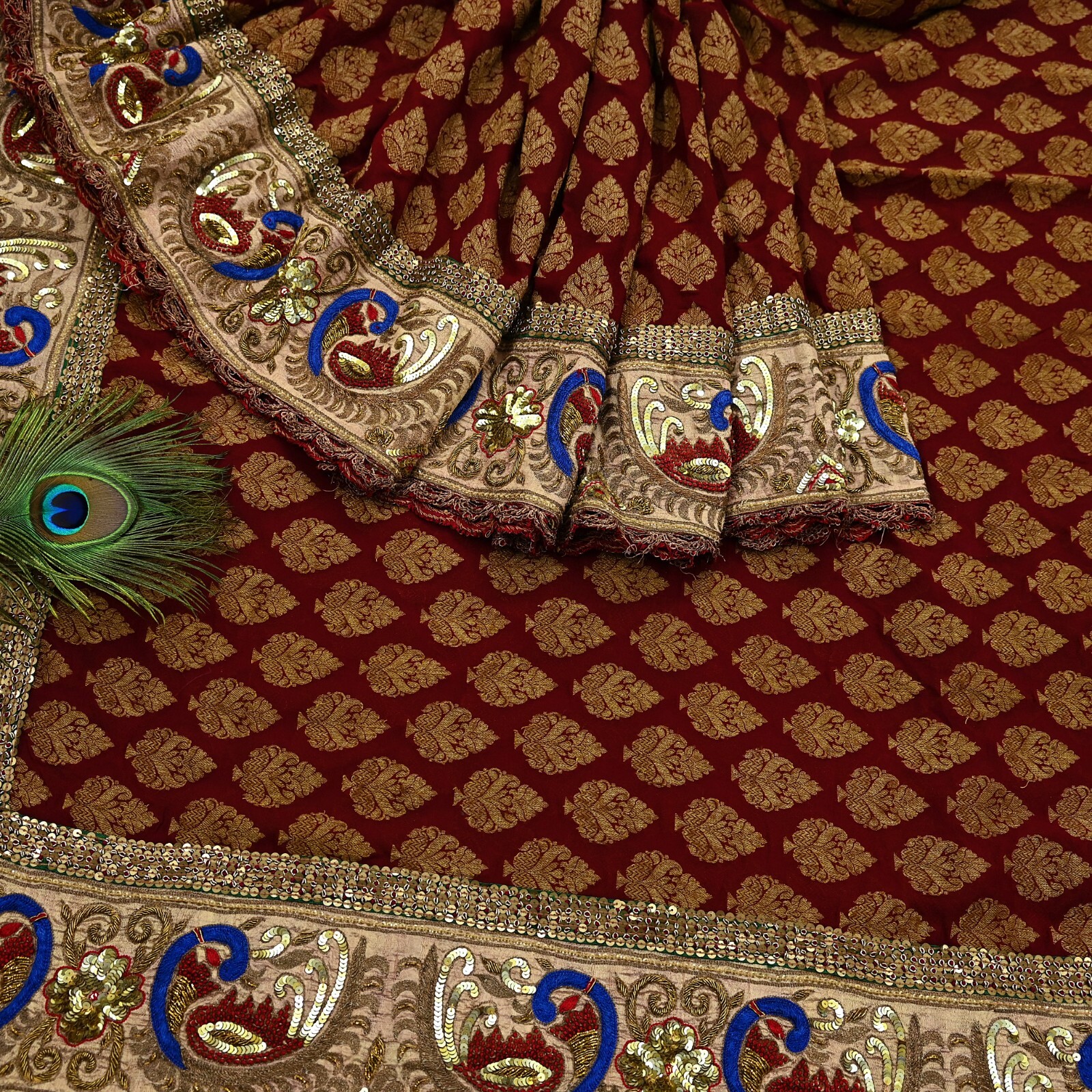 Pre-Owned Sari Georgette Silk Hand Embroidered Designer Manish Malhotra Sarees