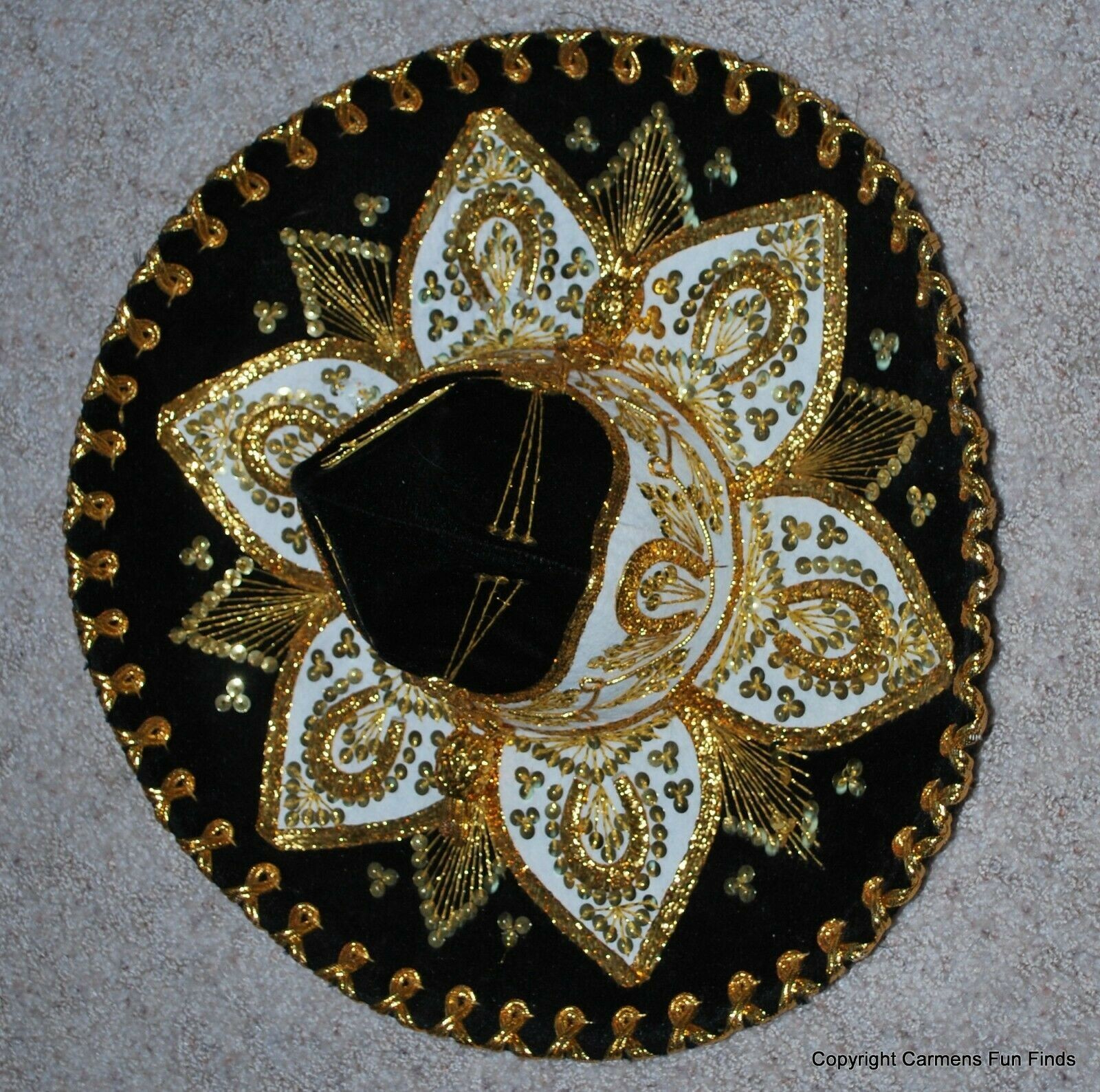 Luna Child’s Mexican Sombrero Black with Gold Trim 2001 nice