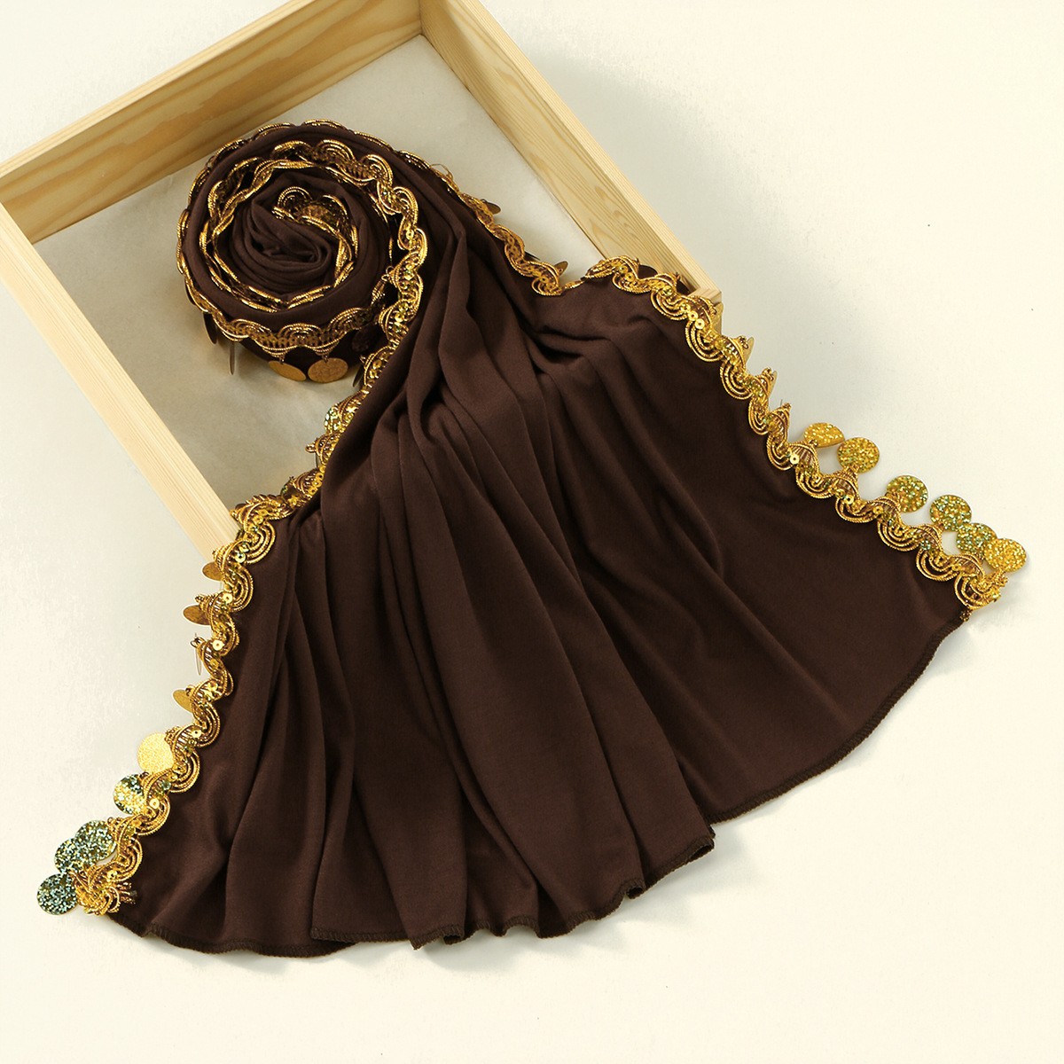 Versatile Malaysia Sequin Scarf Shawl Elegant Women Simple Solid Color Hijabs