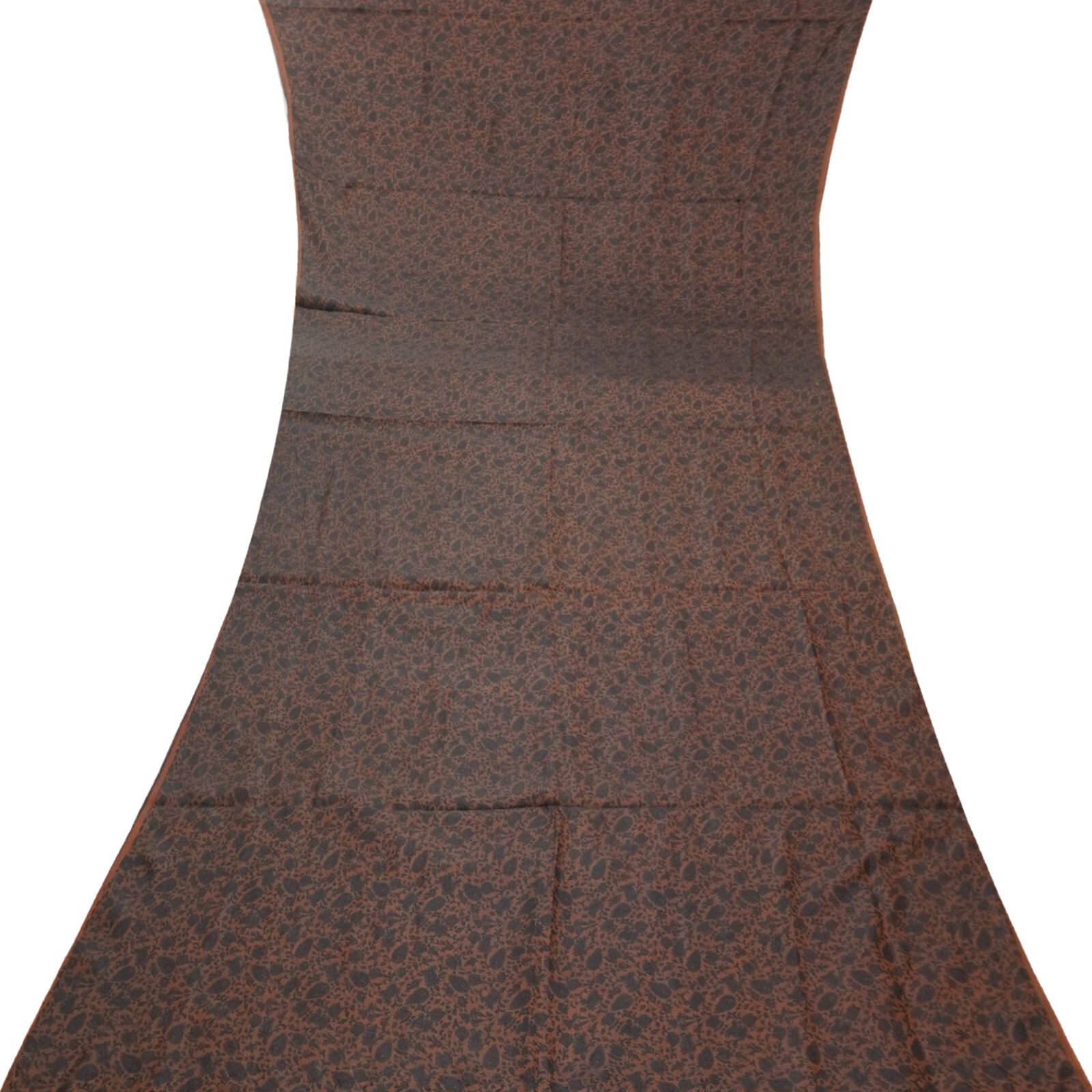 Namaste Vintage Brown Sarees 100% Pure Silk Printed Indian Sari 6YD Craft Fabric